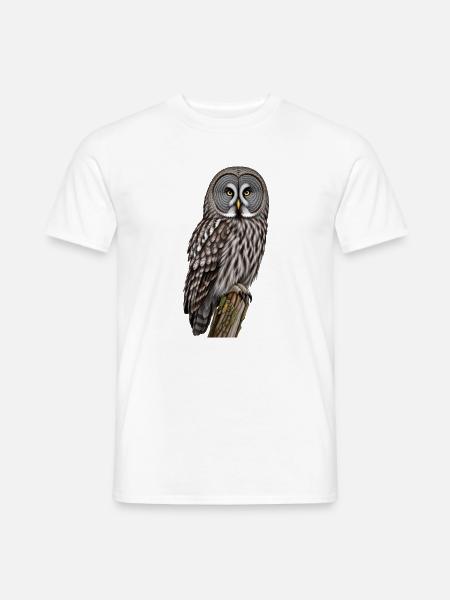 Bartkauz Eule - Männer T-Shirt - Weiß