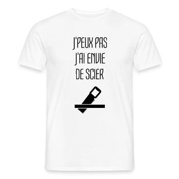 Humour Chier Scier Menuisier Menuiserie Bois - T-shirt homme - blanc - Devant - AI Model Male 178 dark (178cm)
