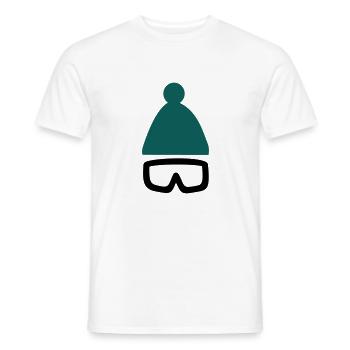 Mütze mit Ski- oder Snowboardbrille - Männer T-Shirt - Weiß - Vorne - AI Model Male 178 dark (178cm)