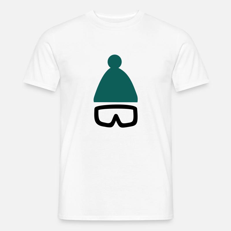 Mütze mit Ski- oder Snowboardbrille - Männer T-Shirt - Weiß