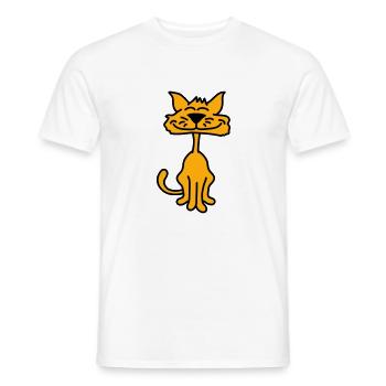 Pretty Cat Looking Happy Cheerful Smiling - Men's T-Shirt - white - Front - AI Model Male 178 dark (178cm)