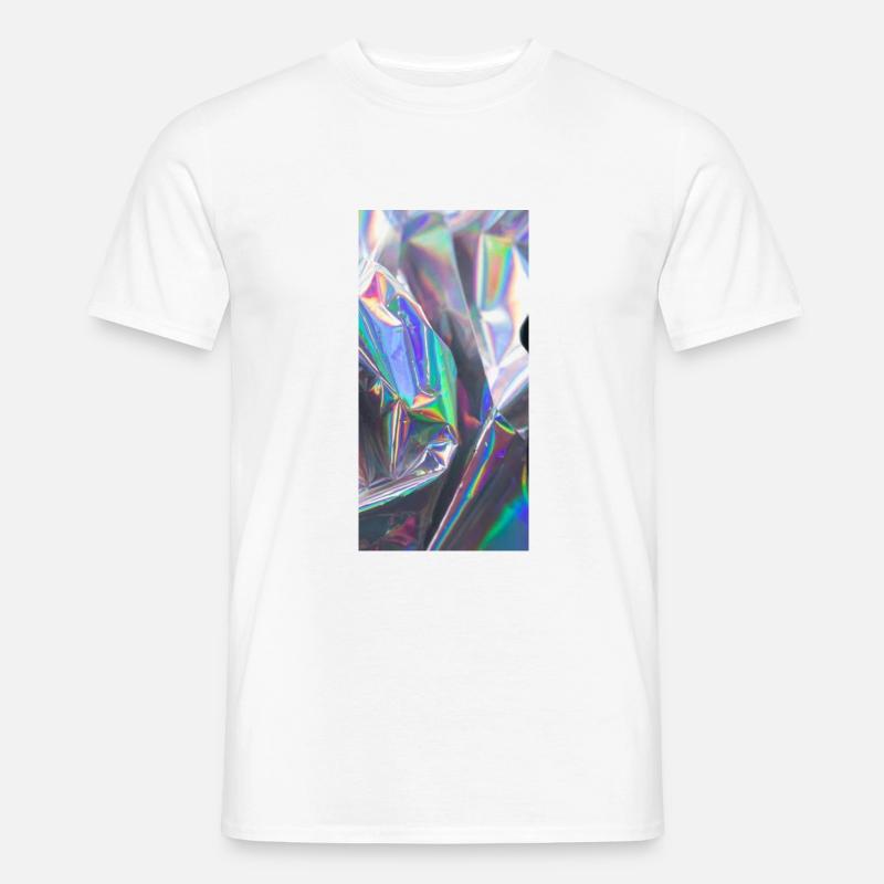 Glitchy Pattern Texture; Hologramm Aluminium Synth - Männer T-Shirt - Weiß