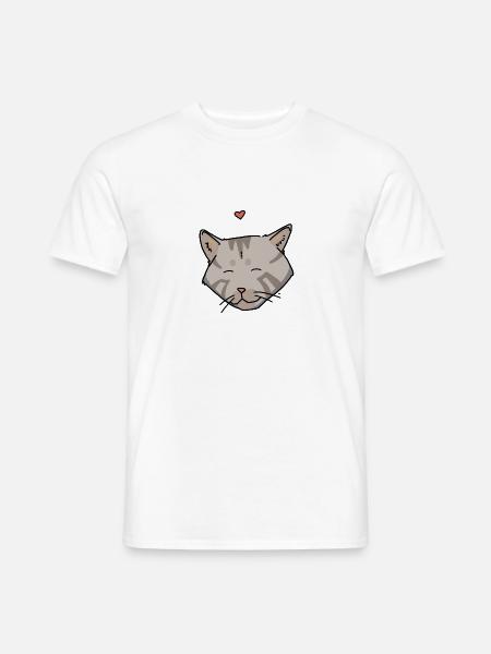 Katze grau mit Herz - Männer T-Shirt - Weiß