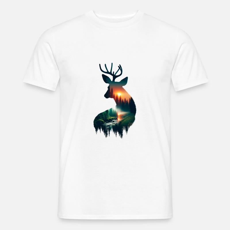 Double Exposure Deer - Männer T-Shirt - Weiß