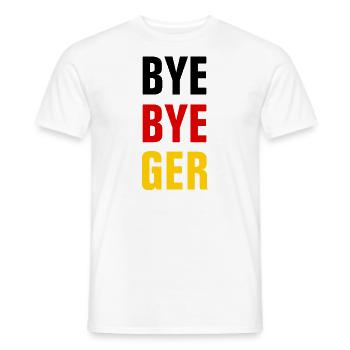 BYE BYE ALLEMAGNE - EMIGRATION - EMIGRANTS - T-shirt homme - blanc - Devant - AI Model Male 178 dark (178cm)