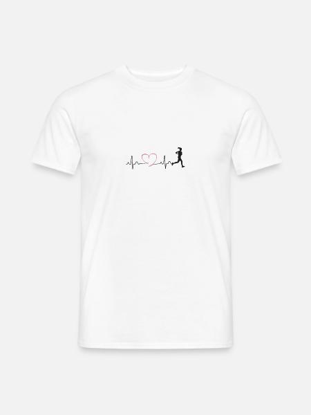 Läuferin Joggen Joggerin Pulsschlag Geschenk - Männer T-Shirt - Weiß