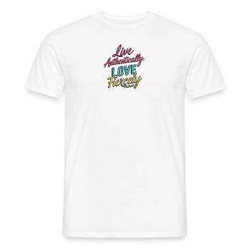 Live Authentically, Love Fiercely - Men's T-Shirt - white - Front - AI Model Male 178 dark (178cm)