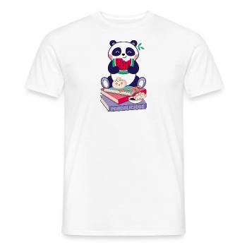 Panda sur des piles de livres - T-shirt homme - blanc - Devant - AI Model Male 178 dark (178cm)