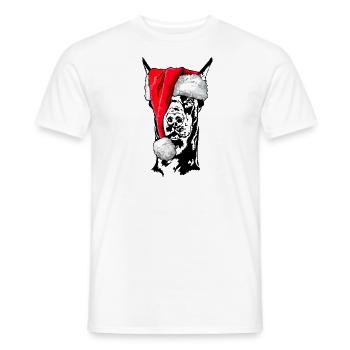 Santa Doberman Christmas Dogs Wilsigns - Men's T-Shirt - white - Front - AI Model Male 178 dark (178cm)
