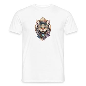 Geometrisches Katzen Mandala Aquarell Katze Tier - Männer T-Shirt - Weiß - Vorne - AI Model Male 178 dark (178cm)