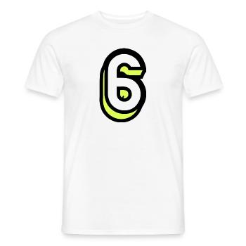 6. 6 ANS. 6e ANNIVERSAIRE. ANNIVERSAIRE 6 ANS - T-shirt homme - blanc - Devant - AI Model Male 178 dark (178cm)