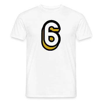 6. 6 ANS. 6e ANNIVERSAIRE. ANNIVERSAIRE 6 ANS. SIX - T-shirt homme - blanc - Devant - AI Model Male 178 dark (178cm)