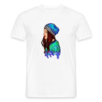 Bunte Illustration einer Frau mit Mütze - Männer T-Shirt - Weiß - Vorne - AI Model Male 178 dark (178cm)