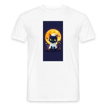 Moonlight Cat in Ghost Cloak - Men's T-Shirt - white - Front - AI Model Male 178 dark (178cm)