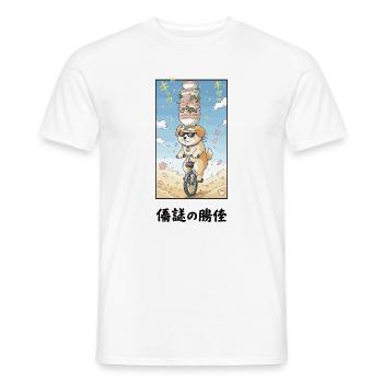 Noodle Stack Pup sur monocycle - T-shirt homme - blanc - Devant - AI Model Male 178 dark (178cm)