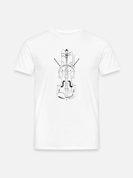 Geige Zeichnung - Männer T-Shirt - Weiß