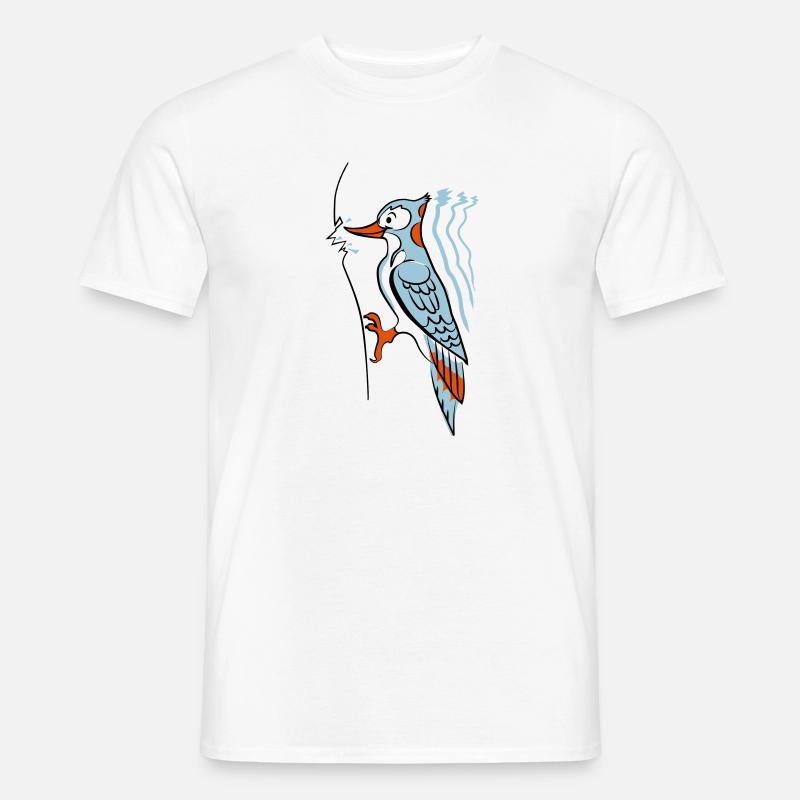 Specht hackt rum - Männer T-Shirt - Weiß