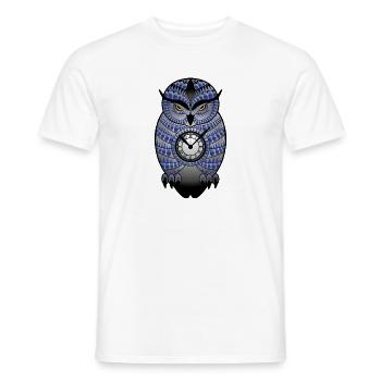 Böse Eule mit Uhr T-Shirt Damen Herren Kinder - Männer T-Shirt - Weiß - Vorne - AI Model Male 178 dark (178cm)