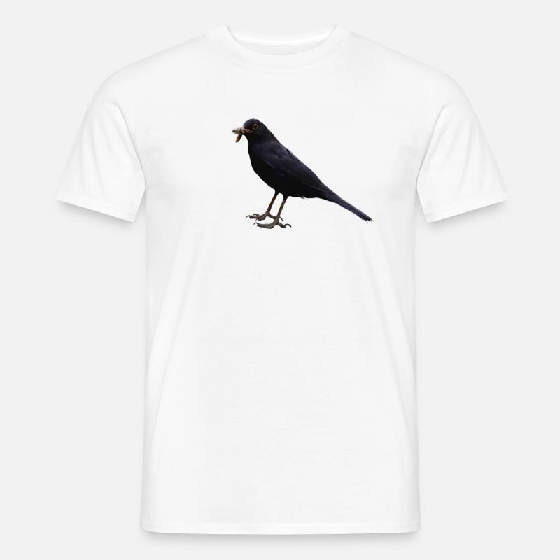 Amsel Vogel schwarzer Vogel - Männer T-Shirt - Weiß
