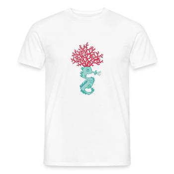 Seahorse with a coral on its head - Men's T-Shirt - white - Front - AI Model Male 178 dark (178cm)
