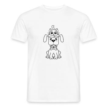 Hund Katze Zwei Freunde Team Kätzchen 2 Duo Crew - Männer T-Shirt - Weiß - Vorne - AI Model Male 178 dark (178cm)