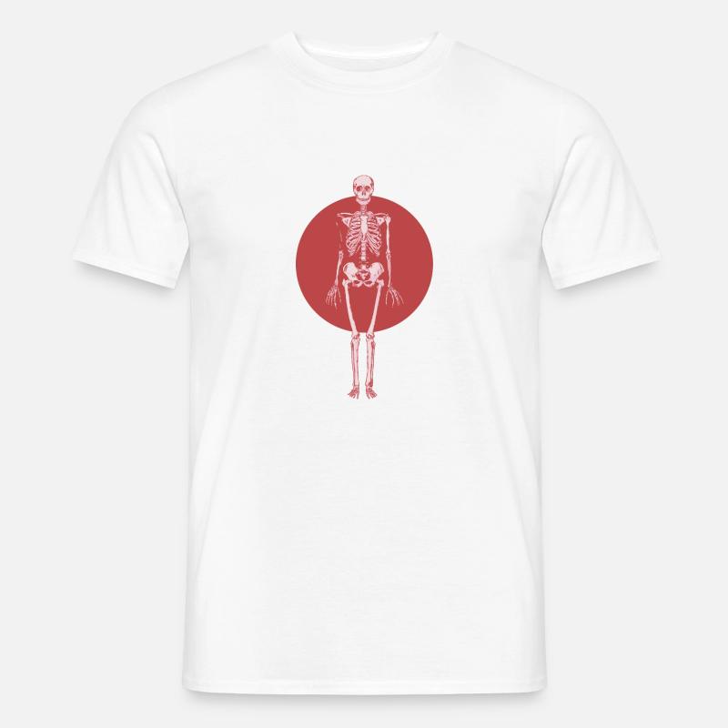 Schädel-rotes rotes Skelett - Männer T-Shirt - Weiß