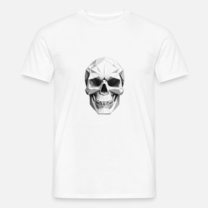 Schädel - Low Poly Design - Männer T-Shirt - Weiß