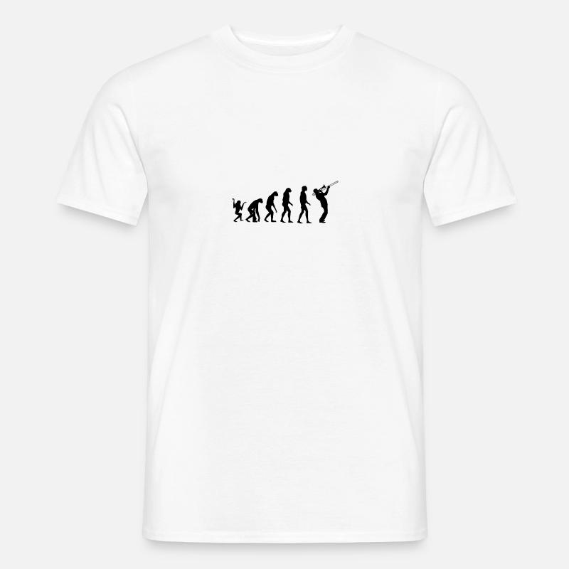 Evolution Posaune - Männer T-Shirt - Weiß