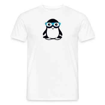 Cute penguin with glasses, vector illustration - Men's T-Shirt - white - Front - AI Model Male 178 dark (178cm)