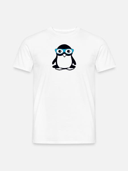 Süßer Pinguin mit Brille, Vektor-Illustration - Männer T-Shirt - Weiß