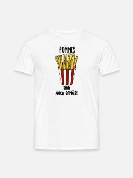 Pommes Gemüse Spruch Lustig Geschenk - Männer T-Shirt - Weiß