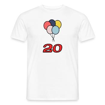 20. 20 YEARS. 20th ANNIVERSARY. 20 YEARS ANNIVERSARY. - Men's T-Shirt - white - Front - AI Model Male 178 dark (178cm)