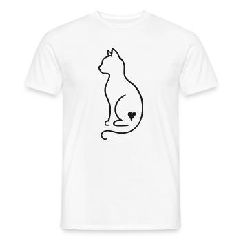Minimalist Cat Line Art – Black Design - Men's T-Shirt - white - Front - AI Model Male 178 dark (178cm)