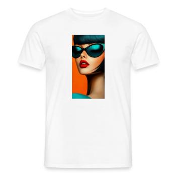 Look glamour rétro futuriste - T-shirt homme - blanc - Devant - AI Model Male 178 dark (178cm)