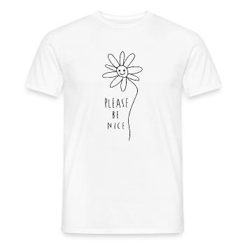 Please be nice – Friendly Minimal Statement - Men's T-Shirt - white - Front - AI Model Male 178 dark (178cm)