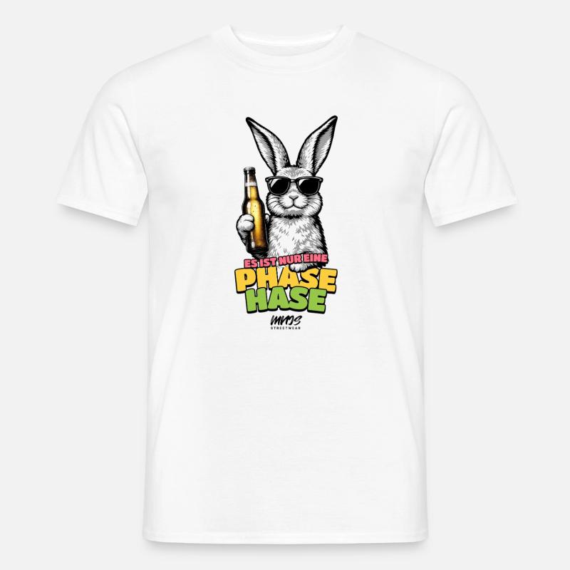 Phasenhase mit Bier – bunter Cartoon - Männer T-Shirt - Weiß