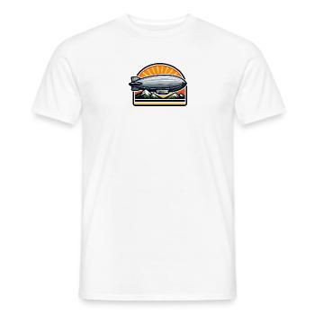 Sonnenaufgang Zeppelin über Bergen - Männer T-Shirt - Weiß - Vorne - AI Model Male 178 dark (178cm)