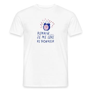 ciation demain leve bonheur reveil sonne - T-shirt homme - blanc - Devant - AI Model Male 178 dark (178cm)