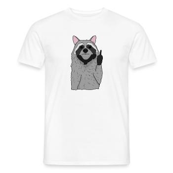 Sweet raccoon shows middle finger gift - Men's T-Shirt - white - Front - AI Model Male 178 dark (178cm)