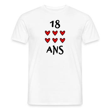 18 ANS. 18e ANNIVERSAIRE. ANNIVERSAIRE 18 ANS.18 - T-shirt homme - blanc - Devant - AI Model Male 178 dark (178cm)