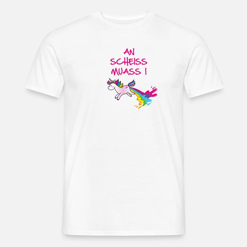 Einhorn,kotzendes einhorn,scheiss, ,regenbogen - Männer T-Shirt - Weiß