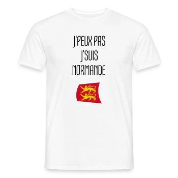 Humour Normandie J'peux pas j'suis Normande - T-shirt homme - blanc - Devant - AI Model Male 178 dark (178cm)