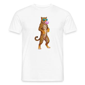 Cooler Leopard Mit Sonnenbrille Und Kaugummi - Männer T-Shirt - Weiß - Vorne - AI Model Male 178 dark (178cm)