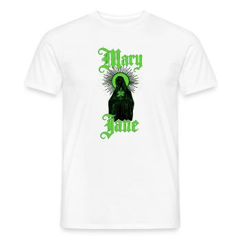 Mary Jane — Blackletter Stoner-Street-Rebellin - Männer T-Shirt - Weiß - Vorne - AI Model Male 178 dark (178cm)