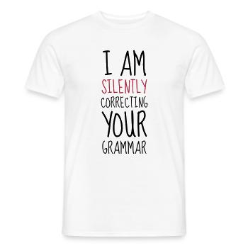 Grammar - Humor - Funny - Joke - Friend - T-shirt homme - blanc - Devant - AI Model Male 178 dark (178cm)