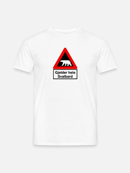 Svalbard - Polar Bear - Spitsbergen Road Sign - Männer T-Shirt - Weiß