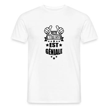 cette maîtresse est géniale - T-shirt homme - blanc - Devant - AI Model Male 178 dark (178cm)