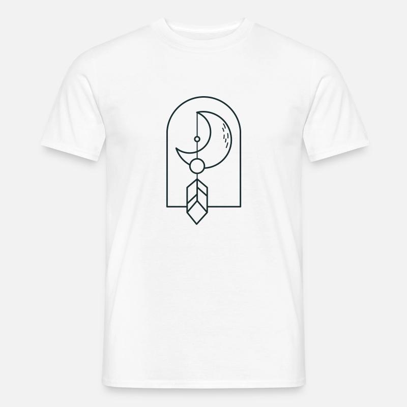 BOHO-Mond und Fallfeder auf einem Bogen - Männer T-Shirt - Weiß
