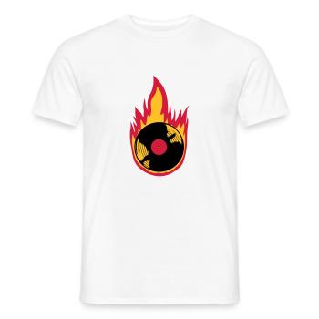 Fire Vinyl Record Music - Men's T-Shirt - white - Front - AI Model Male 178 dark (178cm)