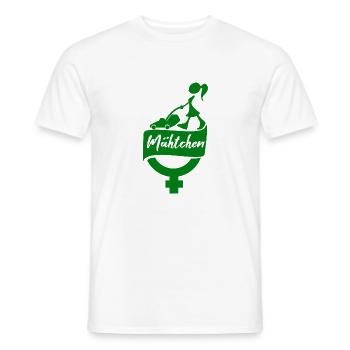 Mähtchen Frau beim Rasenmähen - Männer T-Shirt - Weiß - Vorne - AI Model Male 178 dark (178cm)